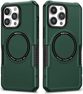 Apple iPhone 15 Pro Max Hoesje met MagSafe Shockproof Back Cover Groen