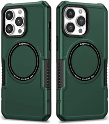 Apple iPhone 15 Pro Max Hoesje met MagSafe Shockproof Back Cover Groen afbeelding