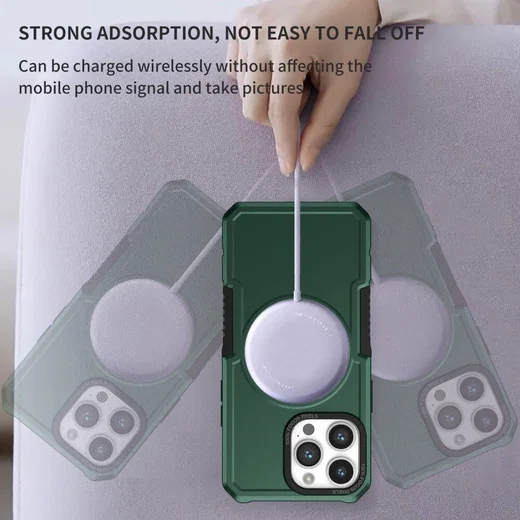 Apple iPhone 15 Pro Max Hoesje met MagSafe Shockproof Back Cover Groen afbeelding 2