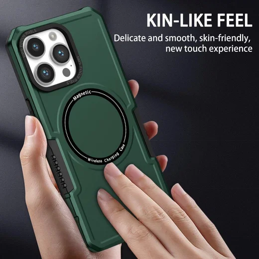 Apple iPhone 15 Pro Max Hoesje met MagSafe Shockproof Back Cover Groen afbeelding 6