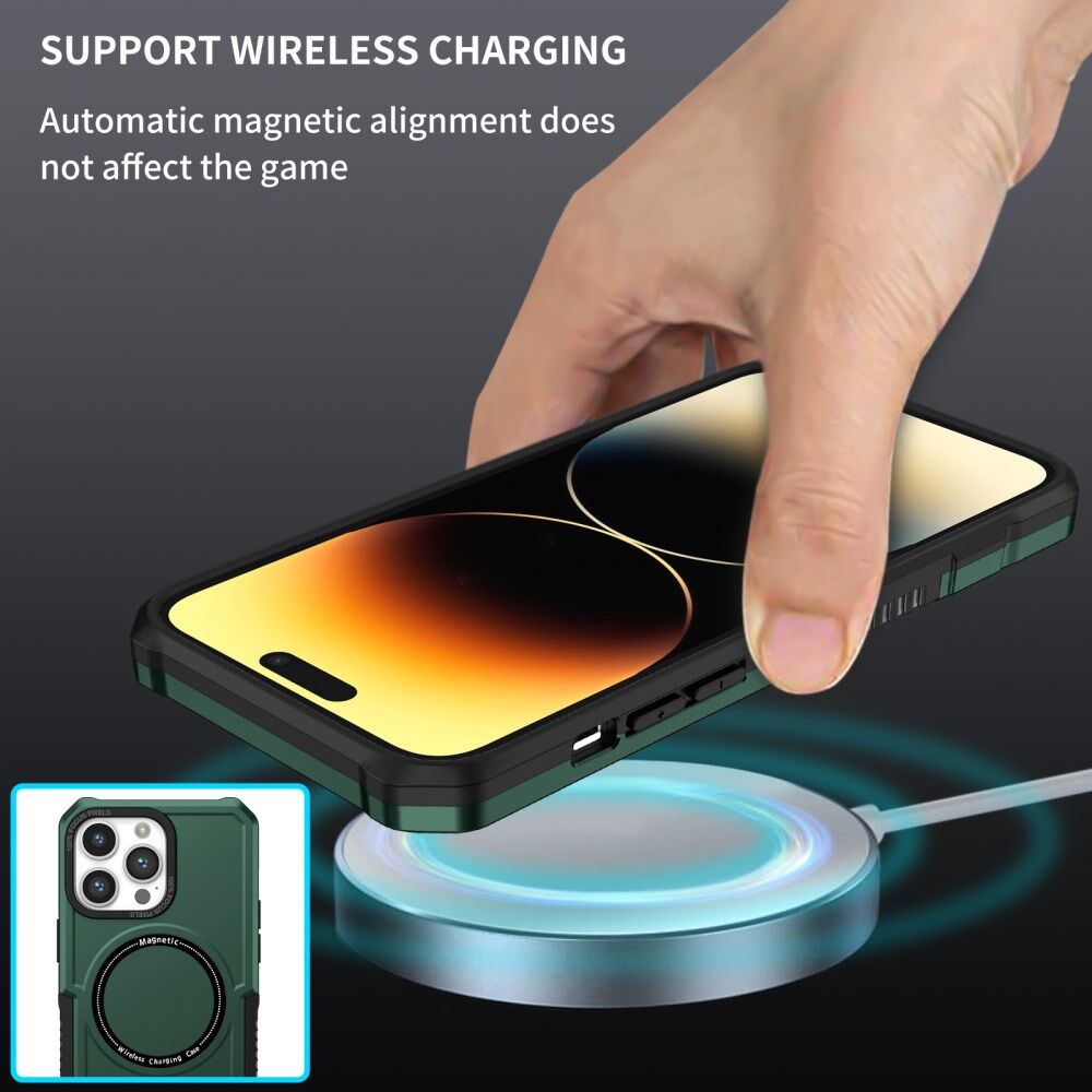Apple iPhone 15 Pro Max Hoesje met MagSafe Shockproof Back Cover Groen afbeelding 9