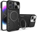 Apple iPhone 15 Pro Max Hoesje Camera Slider en Kickstand Ring Zwart