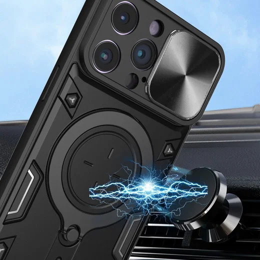 Apple iPhone 15 Pro Max Hoesje Camera Slider en Kickstand Ring Blauw afbeelding 8