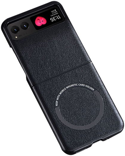 Motorola Razr 40 Hoesje MagSafe Kunstleer Back Cover Zwart afbeelding 1