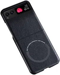 Motorola Razr 40 Hoesje MagSafe Kunstleer Back Cover Zwart afbeelding