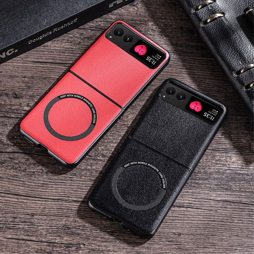 Motorola Razr 40 Hoesje MagSafe Kunstleer Back Cover Zwart afbeelding 6