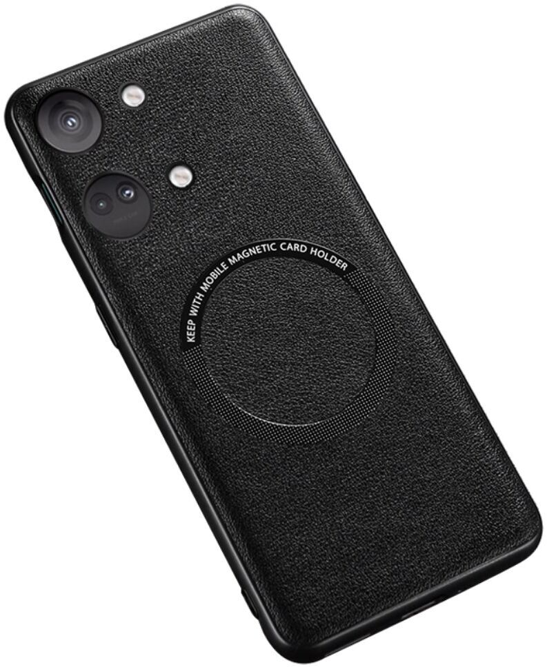 OnePlus Nord 3 Hoesje MagSafe Kunstleer Back Cover Zwart afbeelding 1