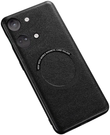 OnePlus Nord 3 Hoesje MagSafe Kunstleer Back Cover Zwart afbeelding 1