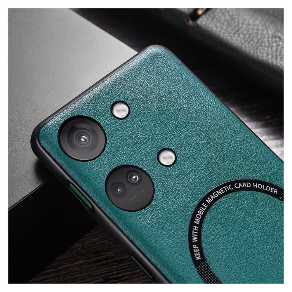 OnePlus Nord 3 Hoesje MagSafe Kunstleer Back Cover Groen afbeelding 2