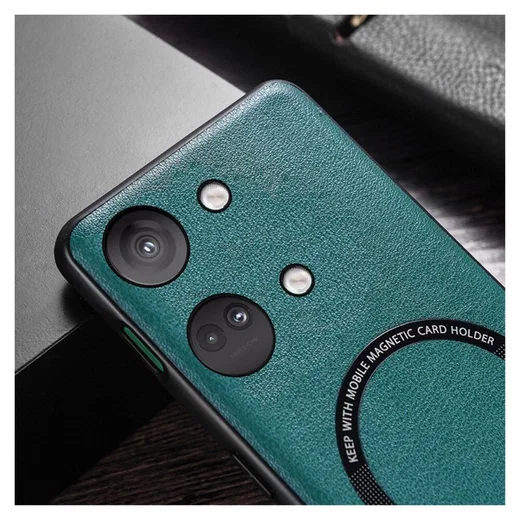 OnePlus Nord 3 Hoesje MagSafe Kunstleer Back Cover Groen afbeelding 2