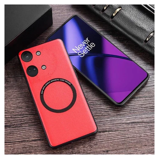 OnePlus Nord 3 Hoesje MagSafe Kunstleer Back Cover Groen afbeelding 4