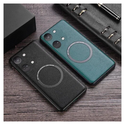 OnePlus Nord 3 Hoesje MagSafe Kunstleer Back Cover Groen afbeelding 5