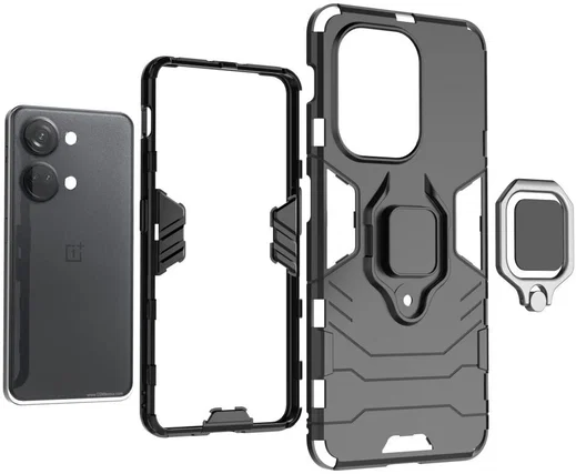 OnePlus Nord 3 Hoesje Magnetische Kickstand Back Cover Zwart afbeelding 4