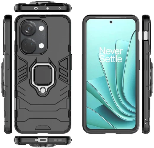 OnePlus Nord 3 Hoesje Magnetische Kickstand Back Cover Zwart afbeelding 7