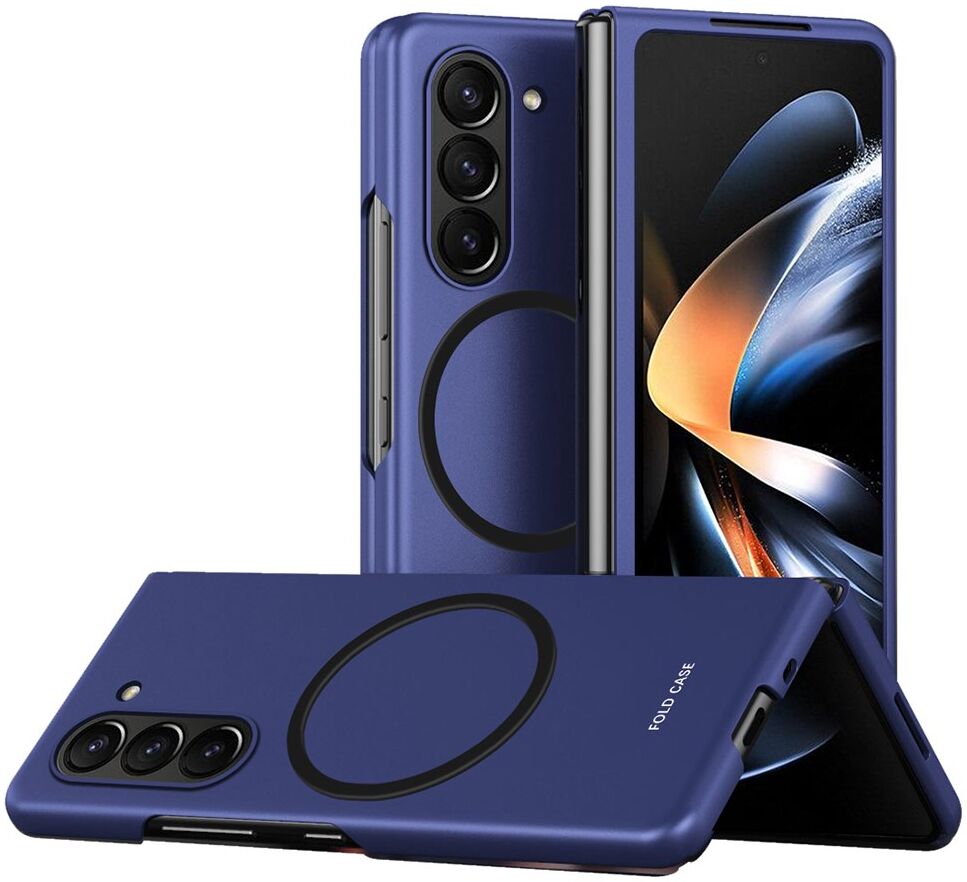 Samsung Galaxy Z Fold 5 Hoesje met MagSafe Back Cover Case Blauw afbeelding 1