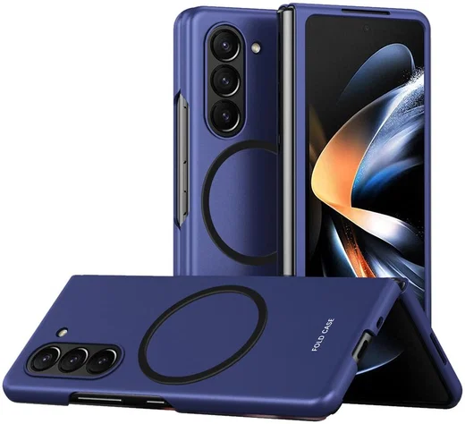 Samsung Galaxy Z Fold 5 Hoesje met MagSafe Back Cover Case Blauw afbeelding 1