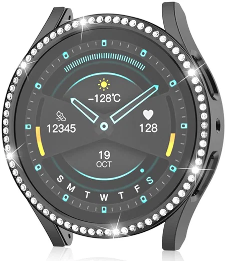 Samsung Galaxy Watch 6 40MM Hoesje Hard Plastic Diamant Zwart afbeelding 2