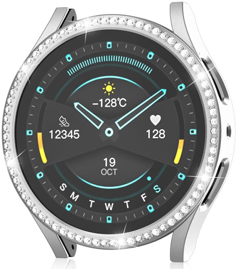 Samsung Galaxy Watch 6 40MM Hoesje Hard Plastic Diamant Zilver afbeelding 2
