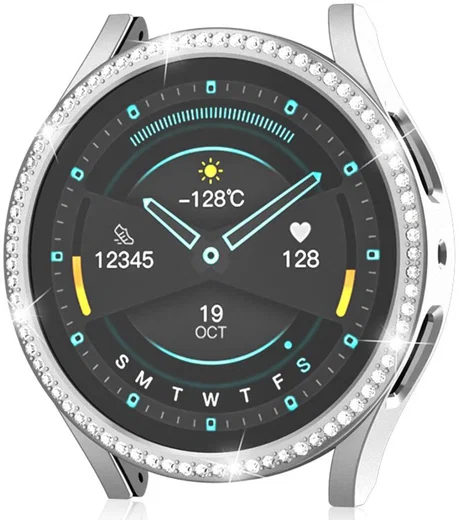 Samsung Galaxy Watch 6 40MM Hoesje Hard Plastic Diamant Zilver afbeelding 2