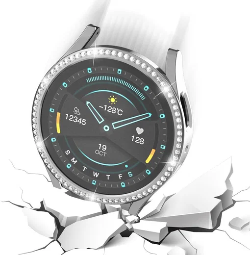 Samsung Galaxy Watch 6 40MM Hoesje Hard Plastic Diamant Zilver afbeelding 4