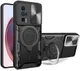Xiaomi Poco F5 Pro Hoesje Camera Slider en Kickstand Back Cover Zwart afbeelding 1