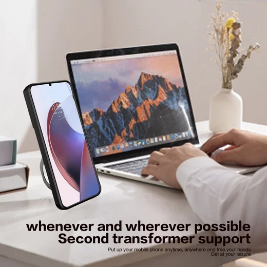 Xiaomi Poco F5 Pro Hoesje Camera Slider en Kickstand Back Cover Zwart afbeelding 8