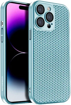 Apple iPhone 15 Pro Hoesje Honingraat Back Cover Lichtblauw