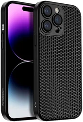 Apple iPhone 15 Pro Max Hoesje Honingraat Back Cover Zwart afbeelding
