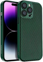 Apple iPhone 15 Pro Max Hoesje Honingraat Back Cover Groen afbeelding