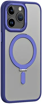 Apple iPhone 15 Pro Max Hoesje met MagSafe Kickstand Donker Blauw