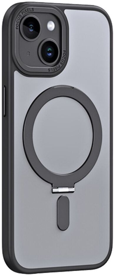 Apple iPhone 15 Hoesje met MagSafe Kickstand Back Cover Zwart afbeelding 1