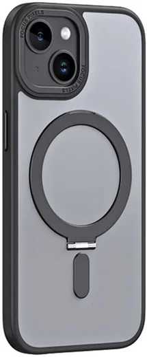 Apple iPhone 15 Hoesje met MagSafe Kickstand Back Cover Zwart afbeelding 1