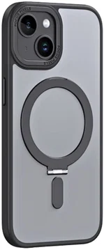 Apple iPhone 15 Hoesje met MagSafe Kickstand Back Cover Zwart
