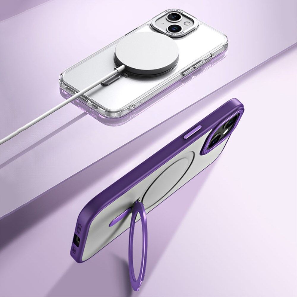 Apple iPhone 15 Hoesje met MagSafe Kickstand Back Cover Zwart afbeelding 4