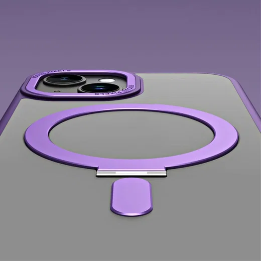 Apple iPhone 15 Hoesje met MagSafe Kickstand Back Cover Zwart afbeelding 6