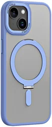 Apple iPhone 15 Hoesje met MagSafe Kickstand Back Cover Blauw afbeelding