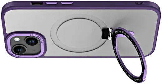 Apple iPhone 15 Hoesje met MagSafe Kickstand Back Cover Blauw afbeelding 10