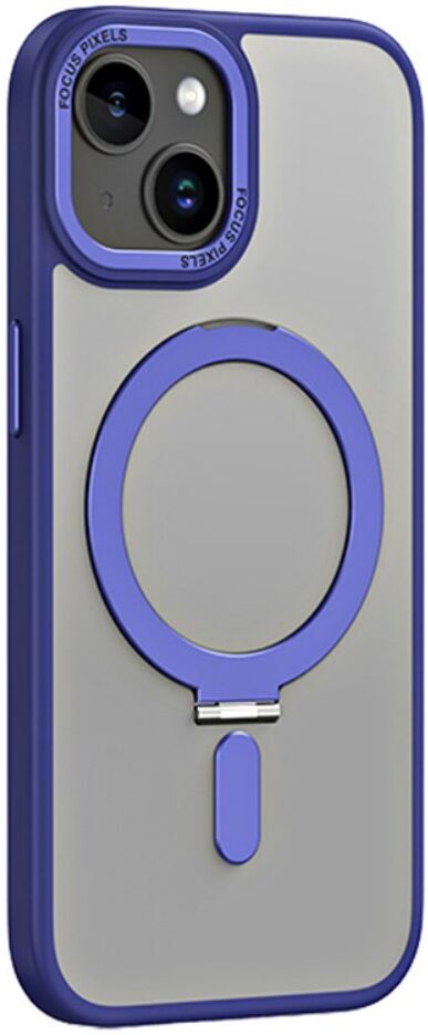 Apple iPhone 15 Hoesje met MagSafe Kickstand Back Cover Donker Blauw afbeelding 1