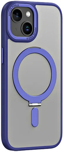 Apple iPhone 15 Hoesje met MagSafe Kickstand Back Cover Donker Blauw afbeelding 1