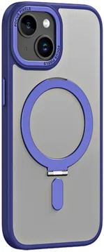 Apple iPhone 15 Hoesje met MagSafe Kickstand Back Cover Donker Blauw