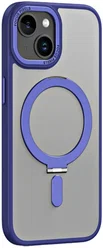 Apple iPhone 15 Hoesje met MagSafe Kickstand Back Cover Donker Blauw afbeelding