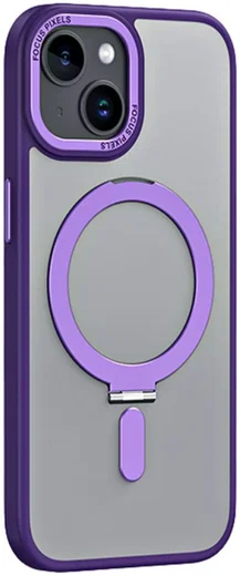 Apple iPhone 15 Hoesje met MagSafe Kickstand Back Cover Paars afbeelding 1
