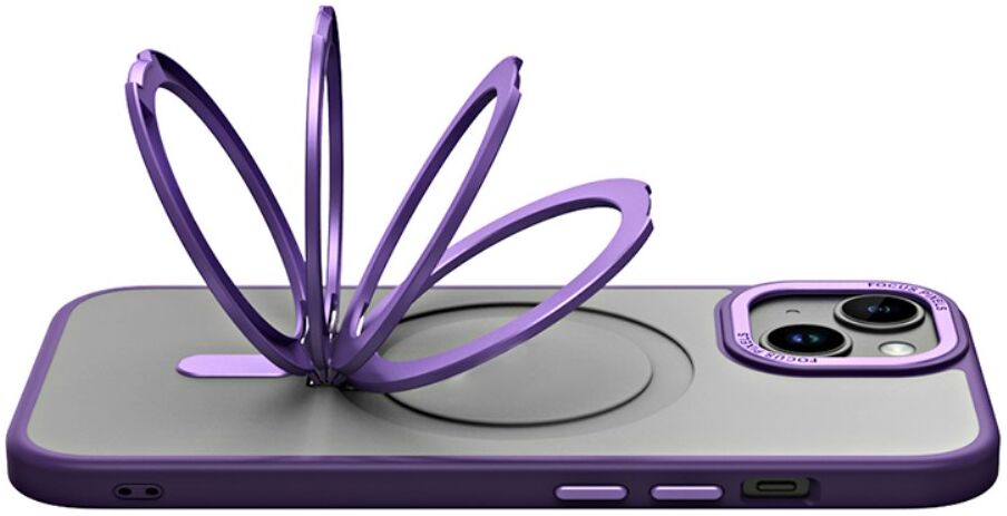Apple iPhone 15 Hoesje met MagSafe Kickstand Back Cover Paars afbeelding 10