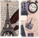 Nokia G42 Hoesje Portemonnee Book Case Eiffeltoren Print afbeelding 1