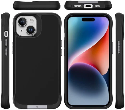 Apple iPhone 15 Hoesje Metalen Kickstand Back Cover Zwart afbeelding 12