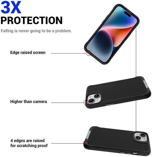 Apple iPhone 15 Hoesje Metalen Kickstand Back Cover Zwart afbeelding 2