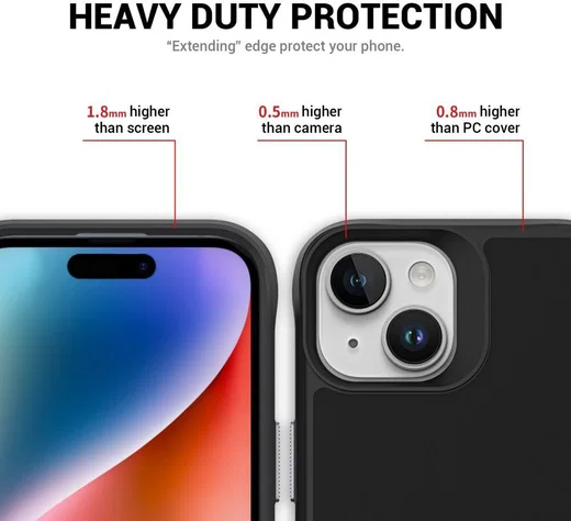 Apple iPhone 15 Hoesje Metalen Kickstand Back Cover Zwart afbeelding 5