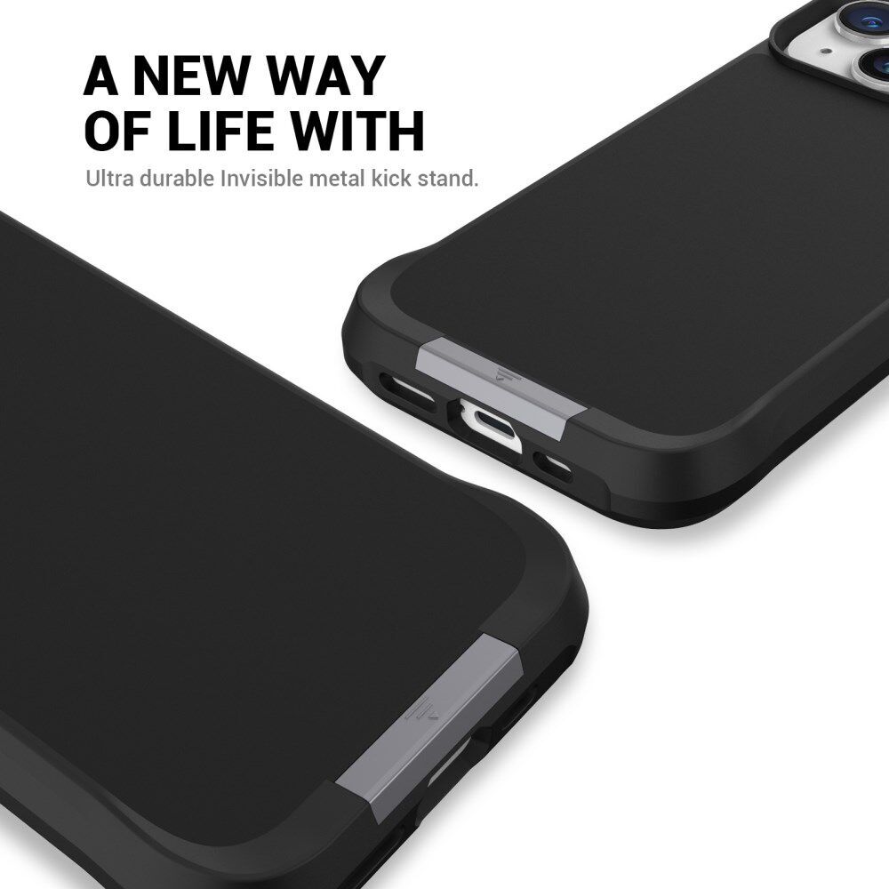 Apple iPhone 15 Hoesje Metalen Kickstand Back Cover Zwart afbeelding 8