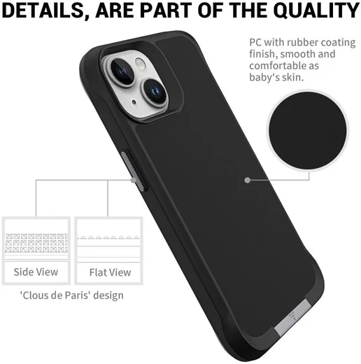 Apple iPhone 15 Hoesje Metalen Kickstand Back Cover Zwart afbeelding 9