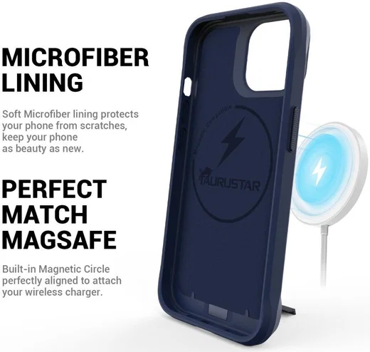 Apple iPhone 15 Hoesje Metalen Kickstand Back Cover Blauw afbeelding 3